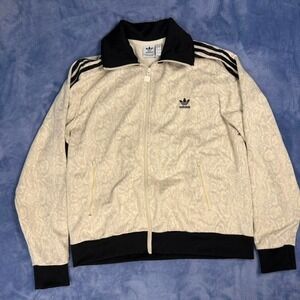 Adidas women snake firebird track top white and black track jacket